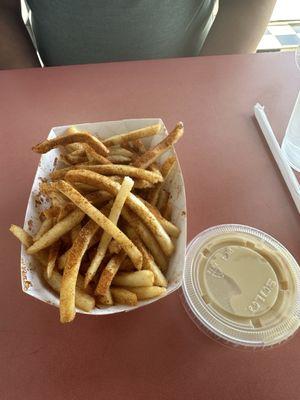 Spicy Fries with cheese dip