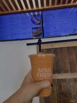 Menu - that's a delicious real mango smoothie!