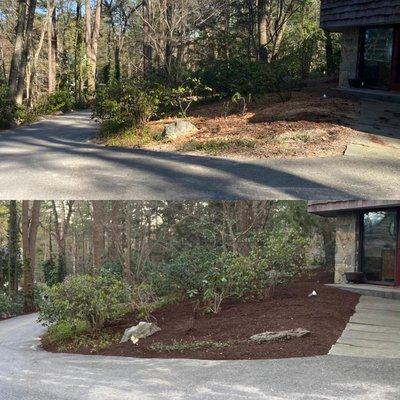 Before and after, weeding edging and mulch.