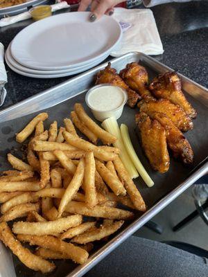 Mango Habanero 6 Piece Good Life Wings with fries