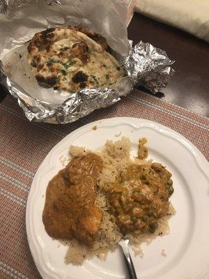 Vegetable Karma , Chicken Tikka Masala, garlic Naan