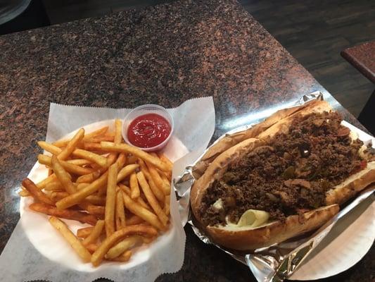 Steak bomb and fries!