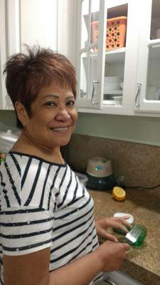 My mom rocking her hair do! Thanks Debra!