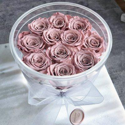 The Arden Preserved - Elegant Round Box of Infinity Roses.