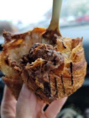 Chocolate cream filled cruffin