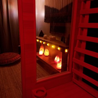 View from inside the Salt Cabin Infrared Spa.  Soooo Relaxing!