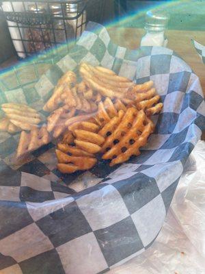 Waffle fries with fry sauce