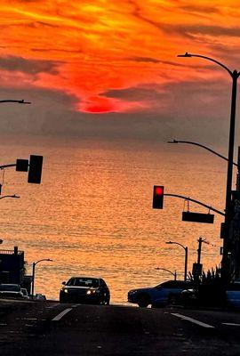 Manhattan Beach at sundown.