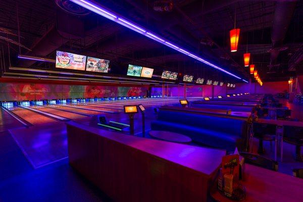 46 bowling lanes including private bowling garages.