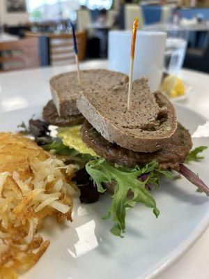 Vegan Breakfast Sandwich with Hash Browns