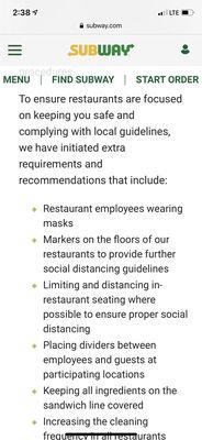 Per the Subway website, the employees should be wearing masks.