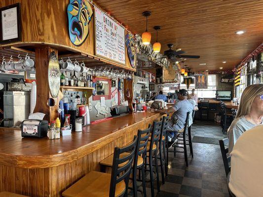 All counter seating inside; patio tables outside.