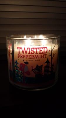 Twisted Peppermint candle smells so nice!  Brings out the Christmas spirit in our house