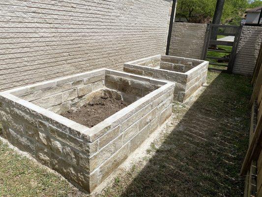 Raised planters ready to go.