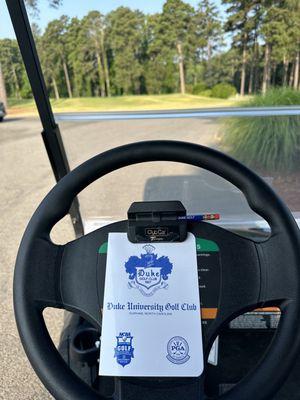 Golfing at Duke University with my goodies from PGA Superstore.