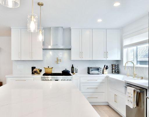 White and gold kitchen remodeling and design