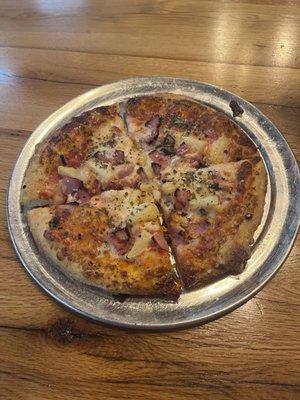 Ham, pineapple, and basil, personal pizza