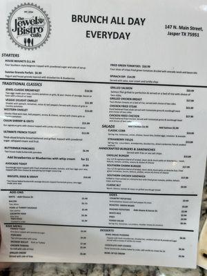 Brunch menu