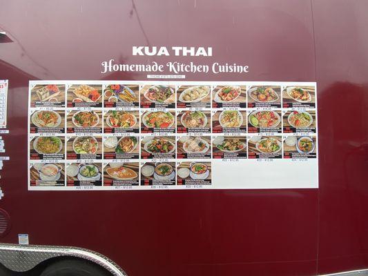 Menu on the side of the truck