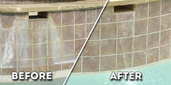 This job took just over 2 hours to make the whole pool go from nasty white water hardness stains to like new tile...