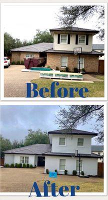 Replaced siding, primed and painted exterior.