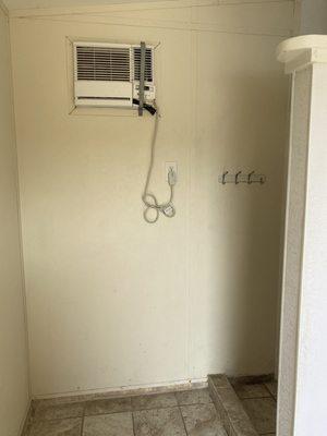 Broken ac unit in shower room