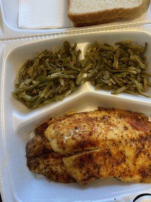 Baked Tilapia fish, String Beans