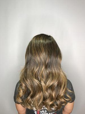 Long layers/brunette balayage