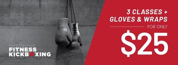 Try 3 classes for only $25 and get new custom gloves and handwraps FREE!