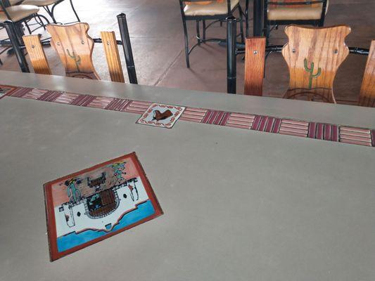 Inlaid tile table.