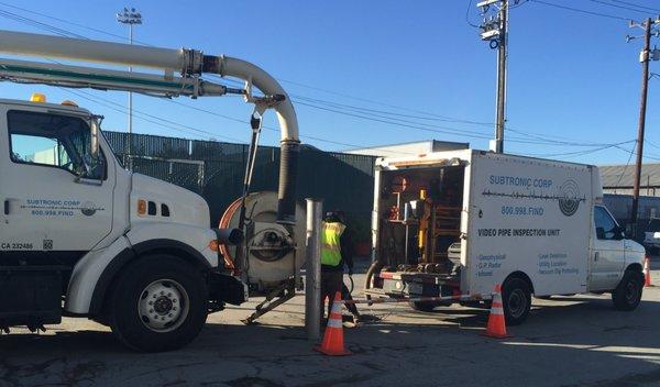 Our TV department cleaning and televising a sewer system in Alameda.