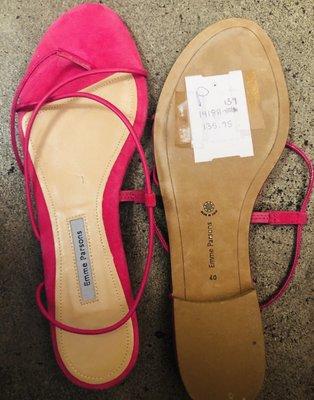 Italian designer Hot Pink flat sandals