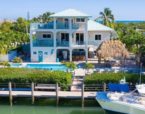 Florida Keys Villas - Beach House, 411 Sombrero Beach Rd, Private Pool, Dock, Waterfront 6 Beds 5 Bath Heated Pool, Hot Tub, Dock, Spa, Tiki