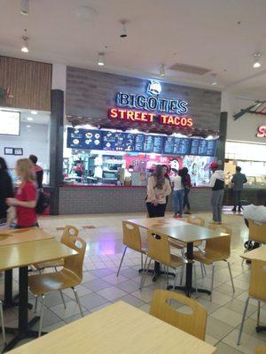 Mall food court upstairs. Street tacos