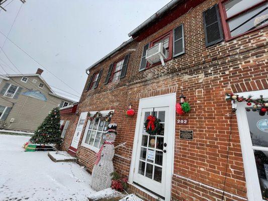 Adjacent to the Main Street Reisterstown Improvement Association, the whole building facade was decorated for the holidays.