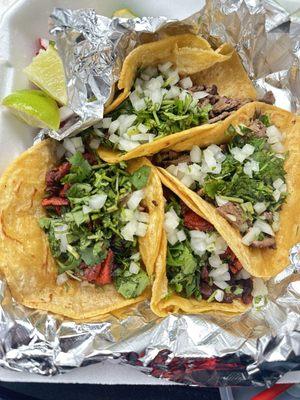 Al pastor and beef tacos