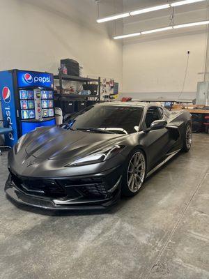 Custom C8 Corvette with an intoxalock interlock installed by the expert techs at NorCal interlock