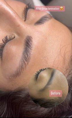 Brow lamination- before and after