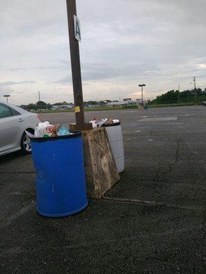 Trash bins over flowing!