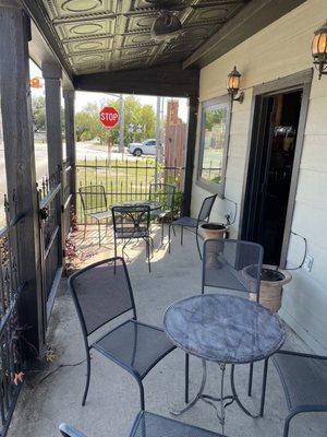 One of the front covered patios