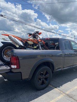 My bike in the truck!