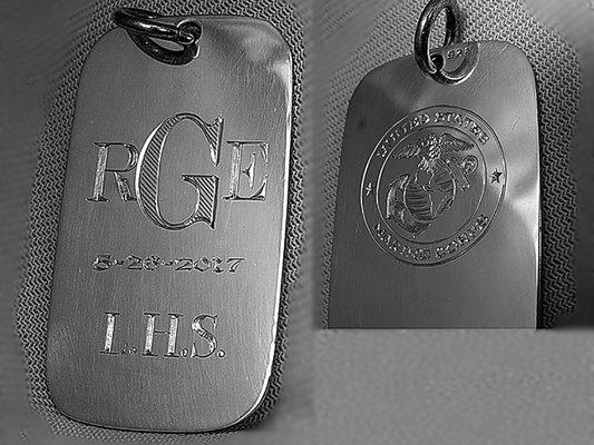 marine corps name tag hand engraving