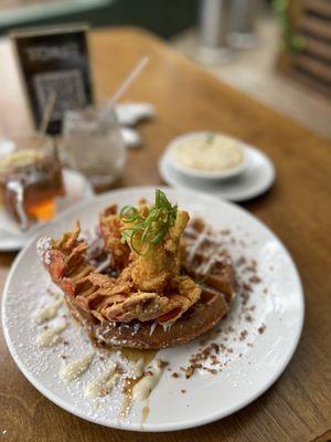 Fried Lobster with Sweet Potato Waffle