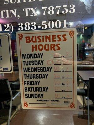 Restaurant hours