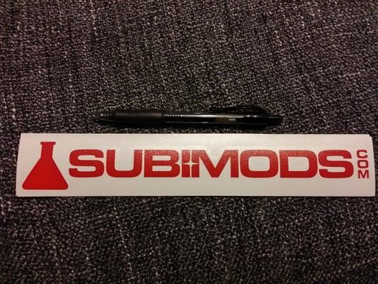 Subimods sticker with pen for size comparison