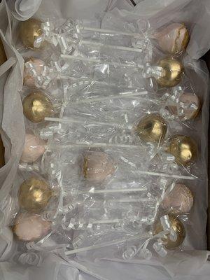 Vanilla and chocolate cake pops- gold and pink