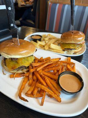 Bbq rib tip sandwhich and Sweet Potato Fries.  Bournemouth bbq with regular Steak Fries