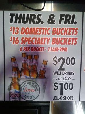 Thurs and Friday bucket special