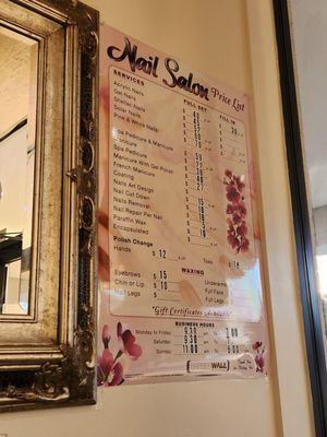 Menu and prices