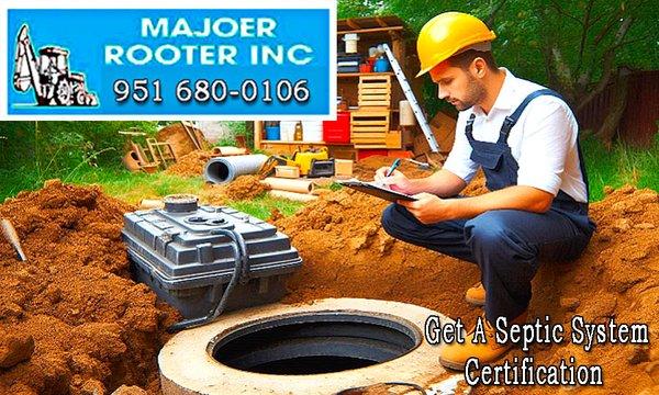 Septic Tank System Certification provide a septic certification document stating the septic tank system has been inspected    
951 680-0106